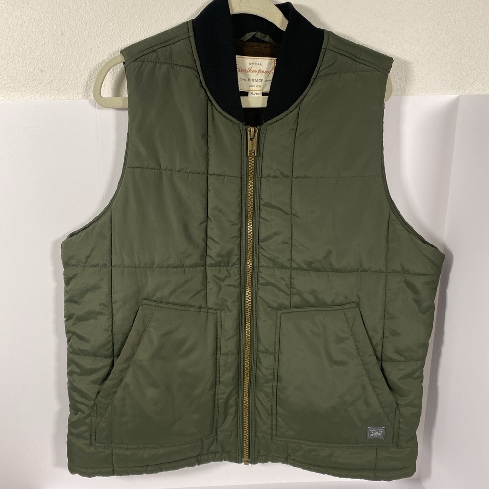 Weatherproof  Brand Olive Color Warm Puffer‎ Quilted Zip Vest Men's XL R1